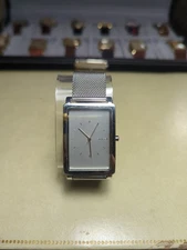 Skagen Stainless Steelrectangular Watch Classy Sleek Stylish , New battery WORKS