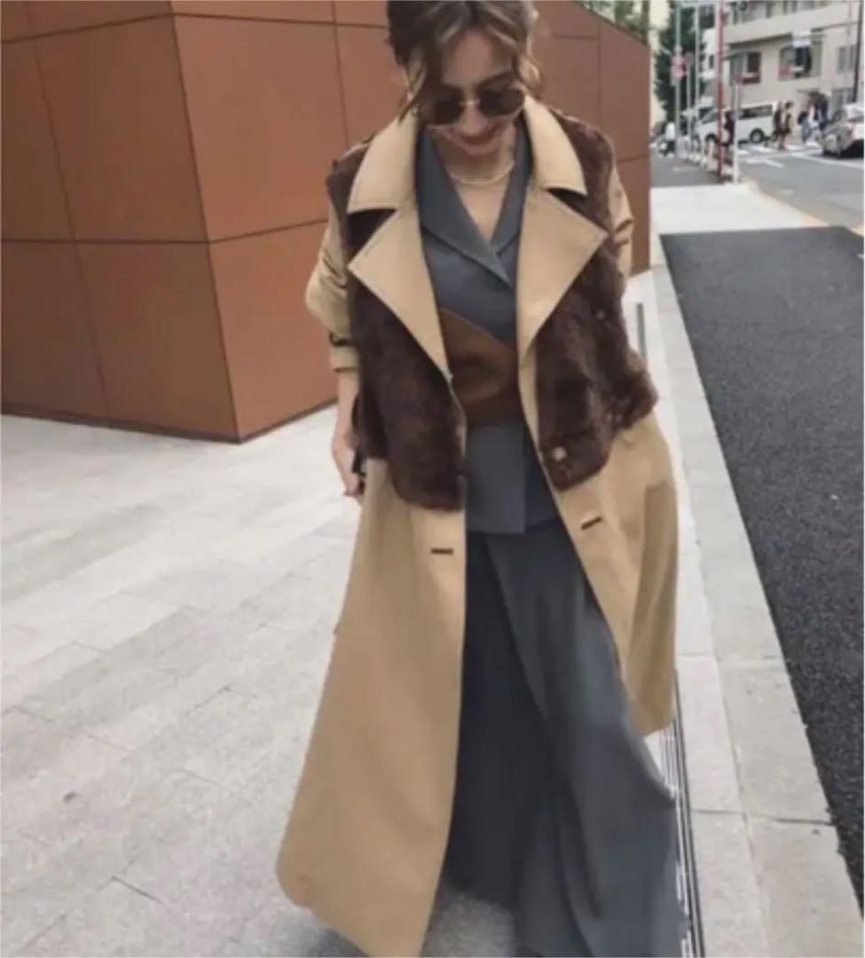 AMERI UNDRESSED ECO FUR TRENCH COAT - image 1