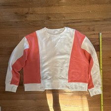 Women's Colorblock Pullover Sweatshirt Crew Neck Pink White Long Sleeve