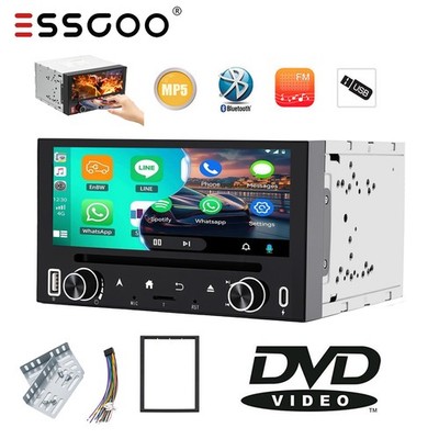 Double 2 Din CarPlay Android Auto 6.86'' Car Stereo Radio CD DVD Player USB Touch