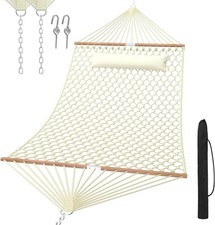 13FT Hammocks, Traditional Hand Woven Cotton Rope Hammock with Free Extension Ch