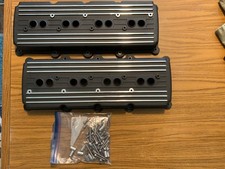 Jegs Cast Aluminum Valve Covers For 5.7 6.1 6.4 Gen Iii Hemi Black Finned 501104