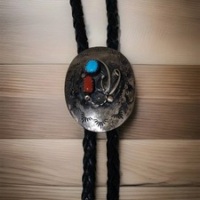 Vintage Navajo Sterling Silver Bolo Tie D3