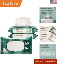 Hypoallergenic Flushable Wipes for Sensitive Skin, Tropical Leaves, 126 Count
