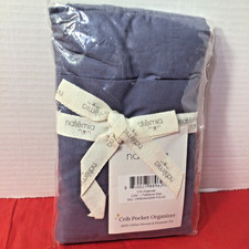 New Natemia Crib Pocket Organizer "Folkstone Grey" 100 Organic Cotton Percale