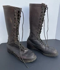 VTG 1930s Chippewa? Brown Leather Lace Up Knee Boots Hiking Hunting Size 7 EE