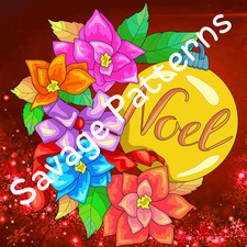 Noel Decoration with Colorful Flowers Accenting Digital Counted Cross Stitch Pat