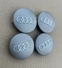 4x Audi 60mm Gray Chrome Wheel Rim Center Hub Caps - A3,A4,A6,A8,TT,Q7