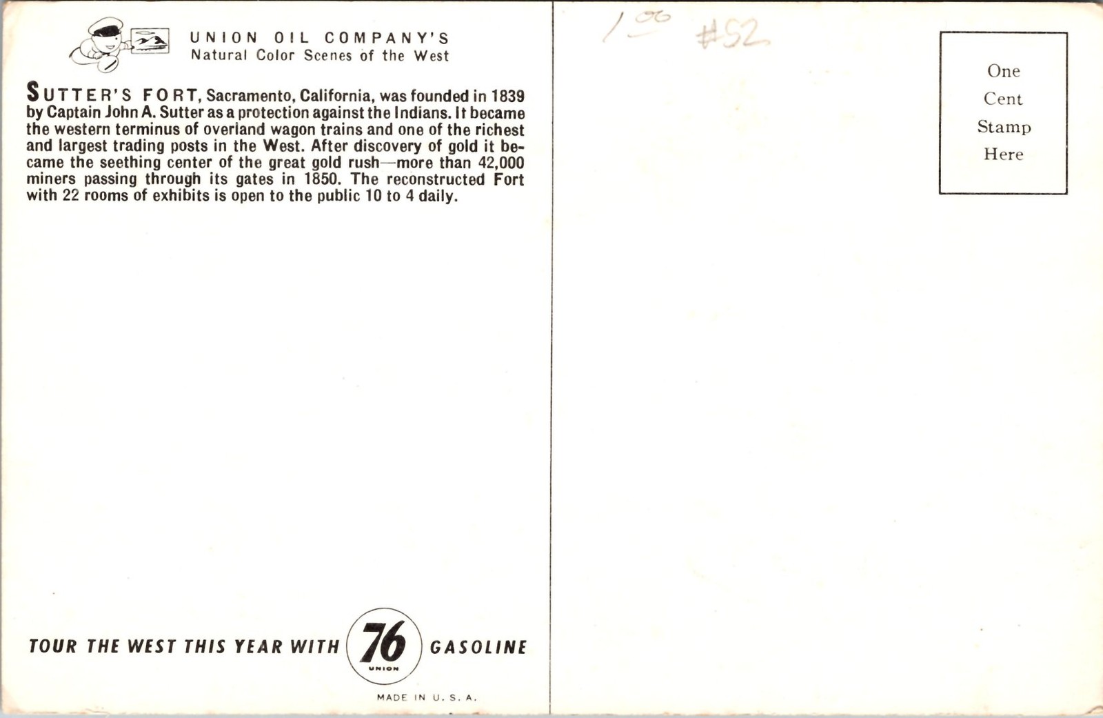 Sutters Fort Sacramento California Historical Vintage Postcard