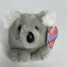 Swibco Puffkins Aussie Koala Fridge Magnet Plush 3" Vintage 1997 Gray Hang Tag