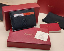 Cartier Must de Cartier Black Calfskin Leather Card Holder Wallet Luxury NIB