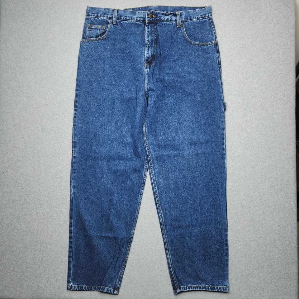 VINTAGE Tommy Hilfiger Jeans 40x32 Baggy Y2K Cachimbo Skatista Carpinteiro Esporte Skate - Imagem 2 de 4