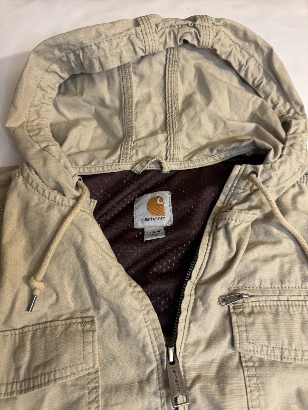Carhartt Jacket Womens Medium Khaki Tan El Paso Utility Field Ripstop Work Coat thumbnail 6