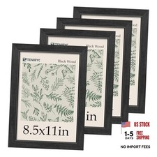 Picture Frame - HD Tempered Glass, Elegant Wood Grain Photo 8.5x11 Black 4 Pack