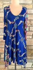 Emma Rose Scoop Neck Scarf Hem Stretch Floral Paisley Long Sleeve Dress Small