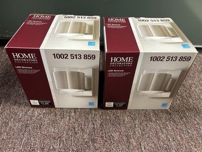 2 NIB Home Decorators Collection Brushed Nickel W Clear Glass LED Fixtures