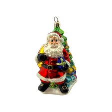 Christopher Radko Santa Tree and Presents Christmas Ornament 2001 Glass Glitter