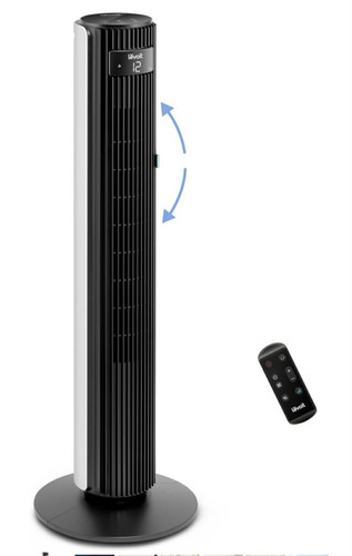 Levoit LTF-F422-WUK Tower Fan Black/White Remote Digital, Oscillation, 12 Speed