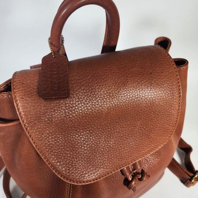 Coach Leather Grained Backpack Brown Authentic 29cm x 24cm Excellent Condition