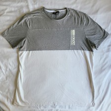Boss Hugo Boss Color Block Grey White Mens 3xl Crew Neck Graphic T-shirt Tee