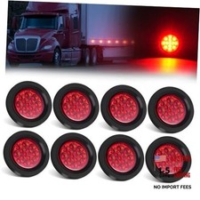 8Pcs 2.5"" Round 13 LED Side Marker Clearance Lights with Light Grommet and Red