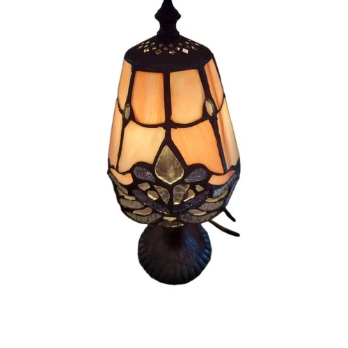 12" Copper Grove Mosa Vintage Tiffany Pink Purple Slag Stained Glass Lamp