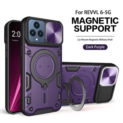 Reiko TPU PC Shockproof Magnetic Phone Case with Free Adjustment Ring Holder for