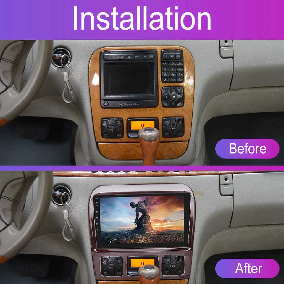 Android 13 Car Stereo Radio GPS Navi WiFi Player For Mercedes-Benz S-Class W220 Foto 3 de 4