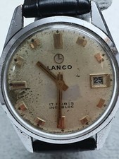 Datario meccanico vintage Lanco 17 rubis incabloc a 3 pennarelli dorati