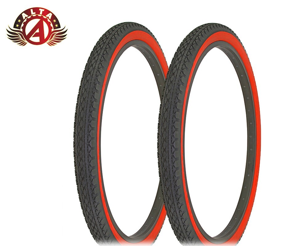 Wire Bead Tire 24 X 2.125 Black/red Heavy Duty Diamond Tread.
