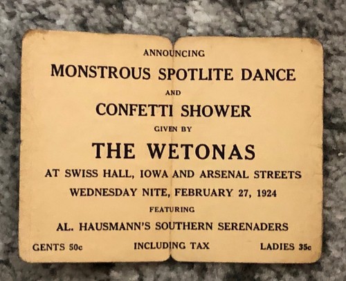 2 Invitation Cards February 1924 Wetonas Spotlite Dancing Confetti Shower Old - Picture 3 of 5