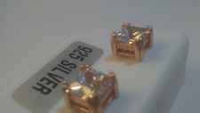 .925 STERLING SILVER ROSE GOLD plated LARGE SQUARE 7MM CZ STUD earrings