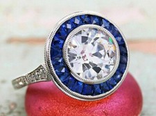 3.00 Ct Round Cut Moissanite Halo Wedding Engagement Ring In 14K White Gold