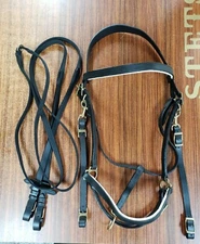 Black draft horse Australian halter bridle with European style rubber grip reins
