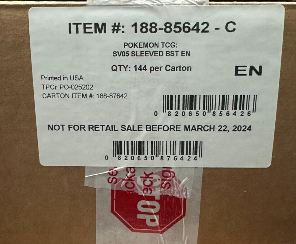 Pokemon SV05 Temporal Forces Sleeved booster 144 Pack Case