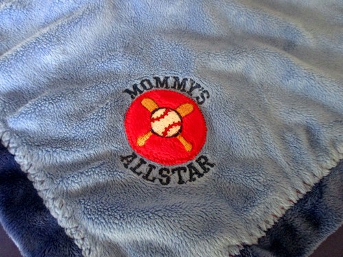CARTERS OS~Blue PUPPY DOG LOVEY SECURITY BLANKET~Mommy's Allstar~Baseball - Picture 2 of 2