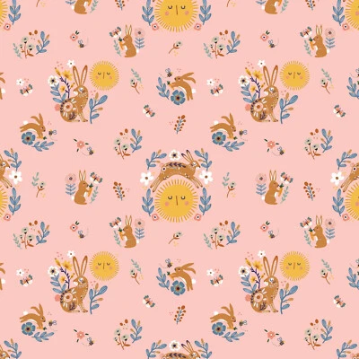 Hide and Seek Sunny Bunny Pink 23412 Fabric Poppie Cotton by the Half Yard