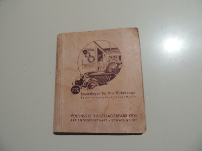 SKF F&S Vereinigte Kugellagerfabriken AG Schweinfurt Preisliste 1938/1939