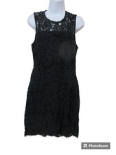 Sz 8 Banana Republic Midnight Blue Lace Sheath Pencil Dress Scalloped Sleeveless