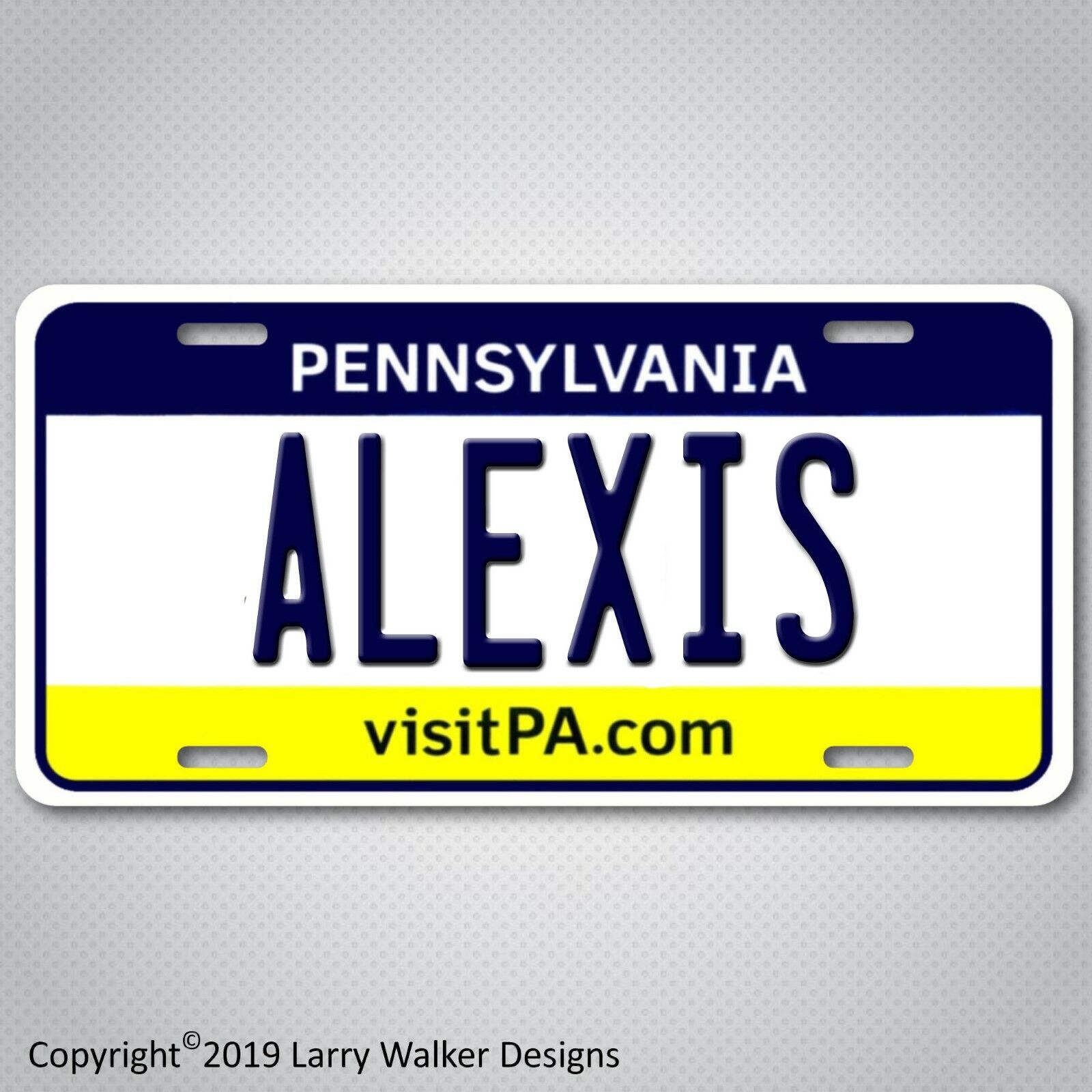 Alexis persons name Seasonal Wrap Introduction on Pennsylvania Aluminum tag License Plate Spasm price