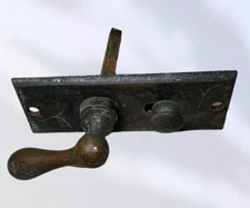 Antique Cast Brass Knob Lever Latch Set Wood Screen Storm Door Handle Lock Catch