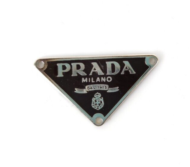 LOGO PRADA TARGHETTA SIMBOLO BEDGE TRIANGOLO RIGINALE NERO USATO