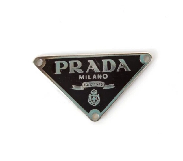 PRADA LOGO ORIGINAL BLACK USED BEDGE SYMBOL PLATE SIZES 33x33x30MM