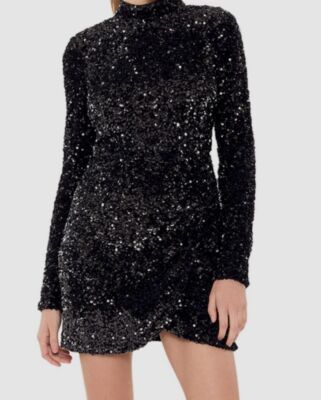 Likely Women's Black Lisanna Sequin Mini Dress Size 8