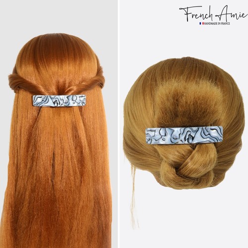 Barra de cabello automática hecha a mano para mujer French Amie oblonga 3 1/2" de celuloide - Imagen 21 de 37