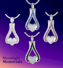 New Teardrop Crystal Heart Cremation Urn Keepsake Ashes Memorial Necklace