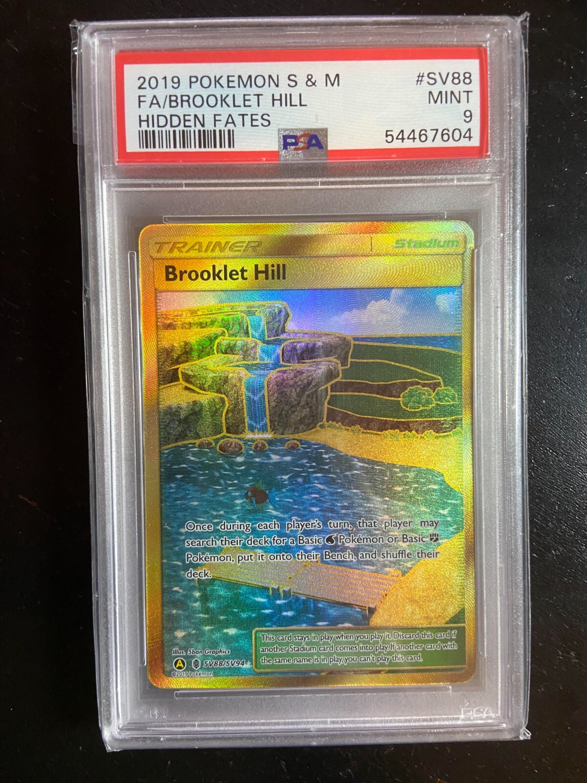 BROOKLET HILL 2019 Pokemon Sun & Moon SV88 Hidden Fates FA PSA 9 MINT V