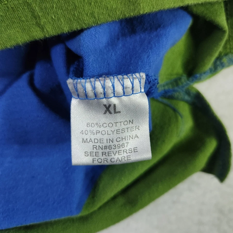 Colorful Striped T-shirt XL Blue Green Retro Galaxy By Harvic Crew Tee Unisex - Image 4 of 4