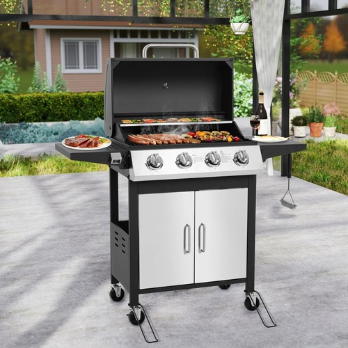 4 Burner BBQ Propan Gas Grill,Stainless Steel 40k BTU Patio Garden/ FoldingTable - Picture 2 of 8