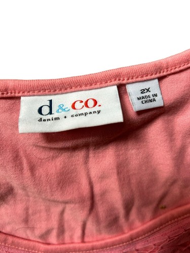 Top da donna rosa D & Co collo a V taglia 2X - Foto 2 di 4